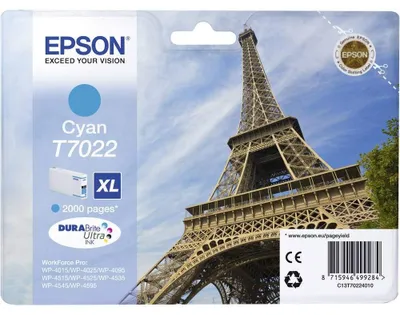 Produktbild von Epson T7022 Tintenpatrone Eiffelturm XL, Singlepack cyan