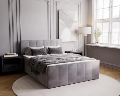 Produktbild von ADIDAR Boxspringbett Nicola 180x200cm mit Matratze - Polsterbett mit Holzrahmen Bett, Topper, Bettkasten Edle Optik (Hellgrau - Amor Velvet 4318)