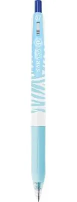 Gélové pero, 0,33 mm, stláčací mechanizmus, pruhované telo, ZEBRA "Sarasa Clip Pastel", pastelovo modré