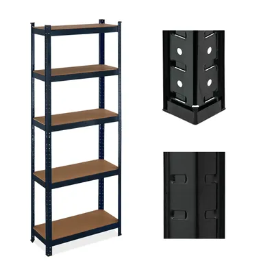 Produktbild von Relaxdays Schwerlastregal, 5 Ebenen, HBT: 180x70x30 cm, 500 kg Tragkraft, Stahl, Lagerregal für Keller & Garage, schwarz