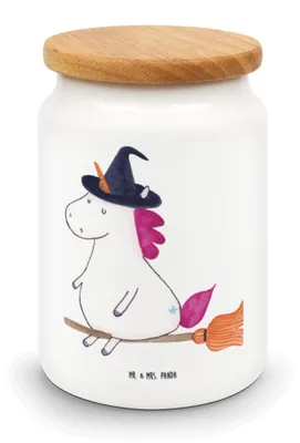 Produktbild von Mr. & Mrs. Panda Kaffeedose Einhorn Hexe - Weiß - Geschenk, Ehefrau, Unicorn, Frau, Einhörner, Teufel, gebäckdose, Aufbewahrungsdose, behälter, Freundin, Dose, Keksdose