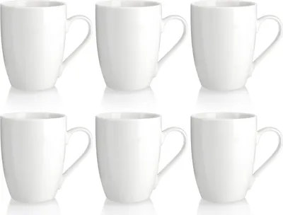 Produktbild von com-four® 6x Kaffeetassen aus Keramik - Kaffee-Becher in modernem Design - Basic Kaffeepott White für Kalt- und Heißgetränke - weiße Henkeltasse - Trinkbecher 300 ml