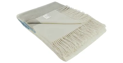 Produktbild von Fair De Luxe Woll-Kaschmir-Decke | wärmende Wohndecke/Plaid vielseitig einsetzbar | Natur/Blau/Grau