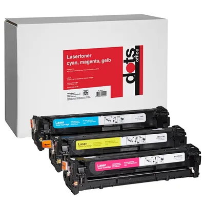 Productafbeelding van dots, cyaan, magenta, geel. Toner vervangt HP 3x 131A