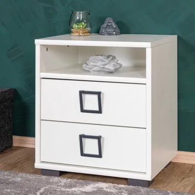 Produktbild von Kinderzimmer - Nachtkästchen Benjamin 07, Farbe: Weiß - Abmessungen: 50 x 44 x 37 cm (H x B x T)