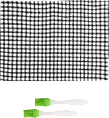 Produktbild von Famanu Grillmatten Set, hitzebeständig, wiederverwendbar, 40 x 30 cm, schwarz