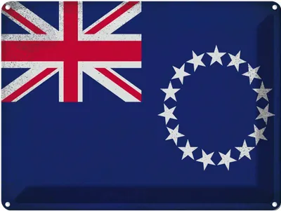 Produktbild von vianmo Blechschild 30x40 cm Cookinseln Cook Islands Flagge Fahne Wappen