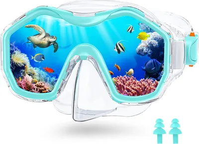 Immagine prodotto di Maschera subacquea impermeabile per bambini con top asciutto e occhiali da snorkeling antiappannamento, campo visivo panoramico a 180° per ragazzi e ragazze