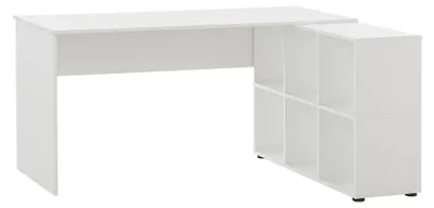Bureau mit Regal, L-Form, 150x121,6x73,6 cm, weiß