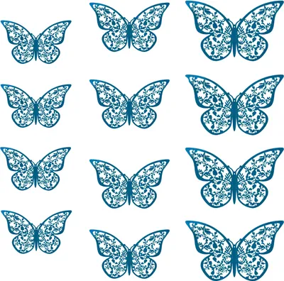 Produktbild von Oblique Unique 3D Schmetterlinge 12er Set glänzend für die Wand zum Kleben Wandtattoo Wanddeko - blau