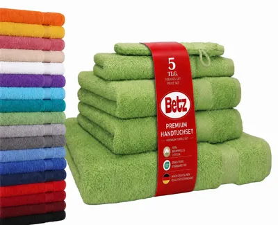Produktbild von Betz 5-tlg. Handtuch-Set PREMIUM 1 Duschtuch 2 Handtücher 1 Gästetuch 1 Waschhandschuh  Farbe: apfelgrün