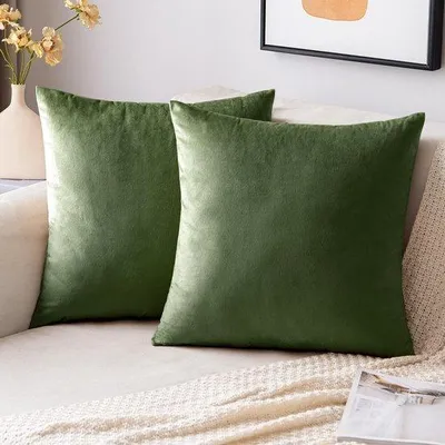 Obrázek produktu pro Sada dvou sametových povlaků na polštáře Unyqoos® o rozměrech 40 x 40 cm v barvě "Matchagrün" – měkký, povlak se skrytým zipem
