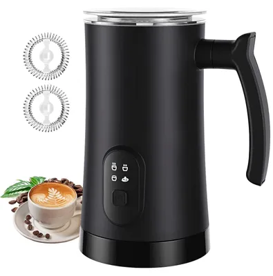 Milchaufschäumer 4-in-1, warm/kalt, für Latte & Cappuccino, Schwarz
