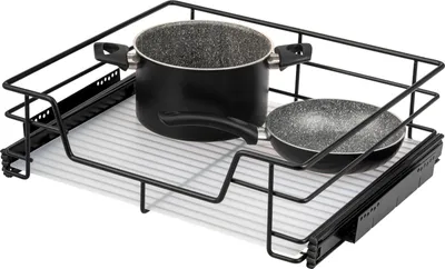 Produktbild von bremermann Teleskopschublade 60 cm mit Einlegeboden, Küchenschublade zum Nachrüsten, Schrankauszug aus Metall, schwarz