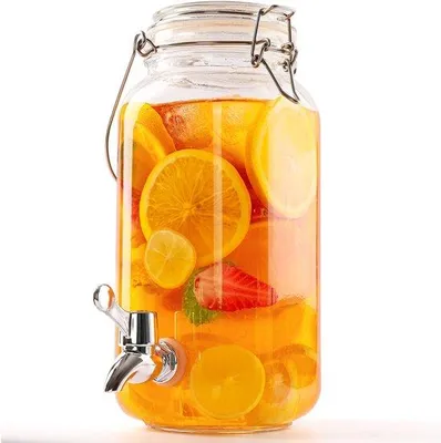 Productafbeelding van Famanu glazen drankdispenser - 2,5 liter - Ideaal voor feestjes - Transparant - Met tapper
