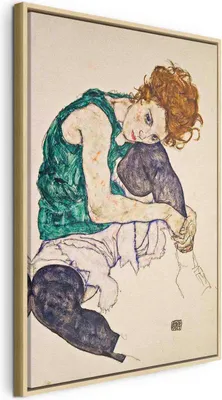 Produktbild von Italienischer Leinwand Leinwandbild - Seated Woman with Legs Drawn Up 80x120 cm Reproduktionen l-E-10016-b-a