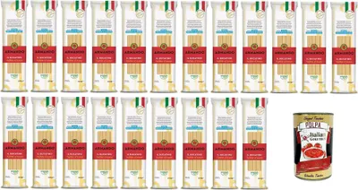 Produktbild von Armando Il Bucatino, Pasta di semola di grano duro trafilata al bronzo,Il Bucatino, Nudeln aus Hartweizengrieß aus Bronze gezogen 21x500gr + Italian Gourmet polpa 400g
