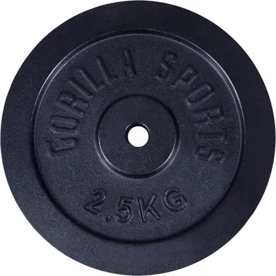Obrázok produktu pre Gorilla Sports Liatinový záťažový kotúč, čierny, 2,5 kg