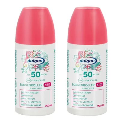 Produktbild von 2 x dulgon Kids Sonnenroller LSF 50 Sonnenschutz für Kinder je 100ml Wasserfest Parfümfrei