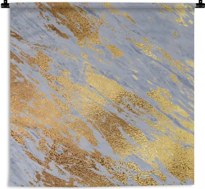 Produktbild von MuchoWow® Wandteppich Wandbehang Marmor - Gold - Blau 150x150 cm Tapisserie Dekoration Wandtuch - Wohnaccessoires - Modernes