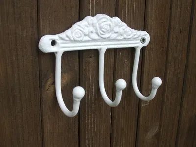 Produktbild von 3er - Haken, Hakenleiste, Gusseisen, Wandhaken, weiss, Landhausstil