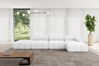 Produktbild von ALTDECOR Modulares Sofa Ecksofa in L-Form - Lizur-L2 - 380x160x70 cm Weiß Corner modular Sofa Eckcouch Couch Wohnlandschaft Cauchsofa Polstersofa