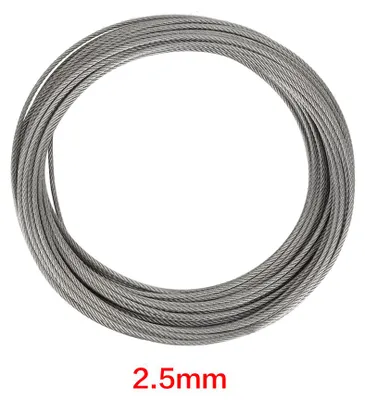 Immagine prodotto di 1 pezzo di cavo in acciaio inossidabile da 20 metri, diametro 2,5 mm, ideale per la pesca e il sollevamento, acciaio resistente