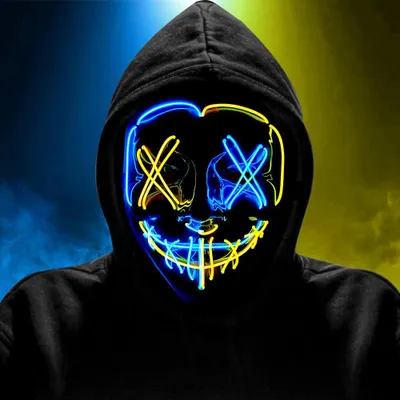 LED-Halloween-Maske für Erwachsene, Neon-Design, 20x17x8 cm