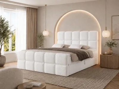 Produktbild von Emlar Boxspringbett Moya MAX 200x200 - Komplett-Set mit Matratze und Topper - Polsterbett mit Bettkästen - Boxspringbett Weiß (Quelle 01)