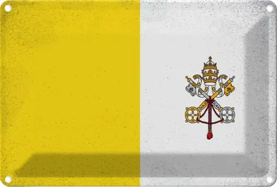 Produktbild von vianmo Blechschild 12x18 cm Vatikanstadt Vatican Vintage Flagge Fahne Wappen