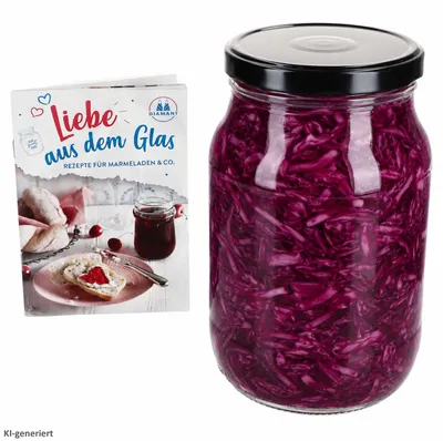 Produktbild von Einmachglas 1,7L Vorratsglas TO100 Deckel schwarz Rezeptheft Einkochen