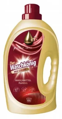 A bottle of liquid laundry detergent.
