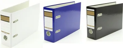 Produktbild von 3x Ordner / A5 quer / 75mm breit / Farbe: je 1x weiß, blau und schwarz