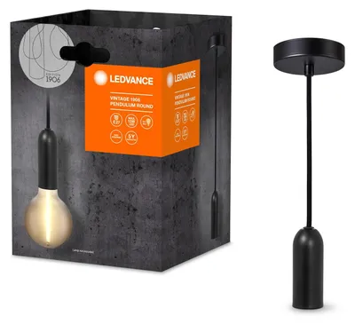 Image de LEDVANCE Vintage 1906 Suspension ROUND E27, noir, max. 25W (LED 15W), culot E27, baldaquin rond, suspension d'intérieur, combinaison avec les lampes 1906 Vintage, combinaison avec des lampes intelligentes