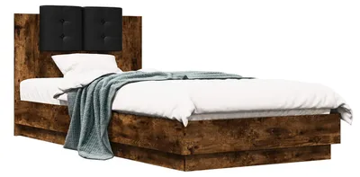 Immagine prodotto di vidaXL Struttura letto con testiera in rovere affumicato 80 x 200 cm
