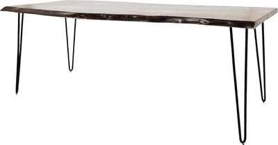 Productafbeelding van FURNLUX Eettafel Avola, notenhout en zwart, 99 cm / Hoofdkleur: bruin / Afmetingen: 99 x 73 x 201 cm