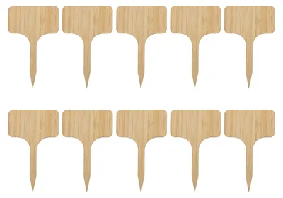 Image de 10 étiquettes pour plantes en bambou, faciles à écrire, d'une épaisseur de 1/8 de pouce, idéales comme marqueurs décoratifs pour le jardin, de forme en T, pour les jardiniers