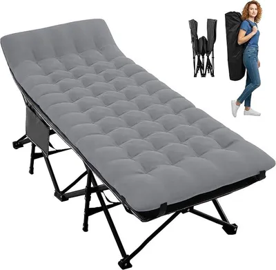 Produktbild von Feldbett Klappbar – Extra Breites 190 × 71 cm Klappbett Campingbett, Feldbett mit Matratze für Camping, Reise