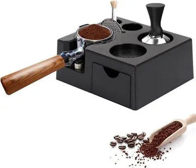 Image de Station de tassage pour espresso 51-58 mm, noir, ABS antidérapant