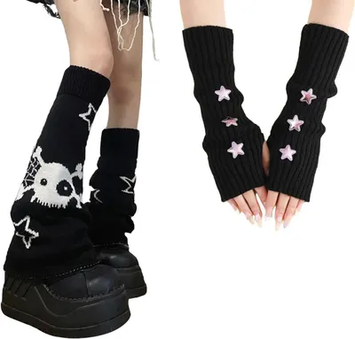Productafbeelding van Armwarmers Beenwarmers - Accessoires Set - Stijl Verbeteren - Dubbelzijdig Dragen - One Size - Zwart Wit