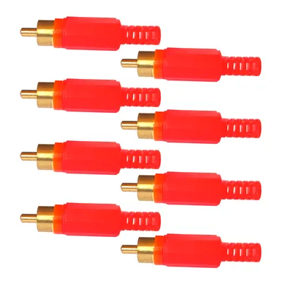 Produktbild von 8x Cinch Stecker Rot vergoldet Knickschutz Audio Video Stecker Chinch Löten RCA