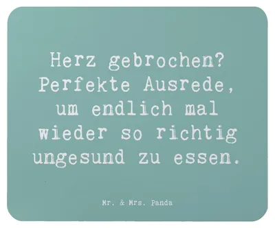 Produktbild von Mr. & Mrs. Panda Mauspad Spruch Liebeskummer Tröster - Meeresbrise - Geschenk, laptop, Sehnsucht, Mouse Pad, mousematte, Zitat, Schokolade, Trost, Motivation, Mousepad