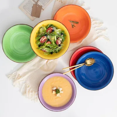 Produktbild von Tiefe Suppenteller Set aus Keramik - 6-teiliges Set 21,5 cm