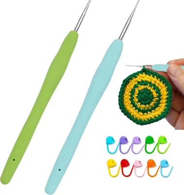 Produktbild von 2 Stück Spitze Häkelnadeln 0.5mm 0.6mm mit Weicher Griff Ultrafeine Häkelnadelset Kleine Größen clover häkelnadel für Spitze und Dünnes Garn Mini Häkelnadel Set