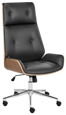 Produktbild von BELIANI Bürostuhl Schwarz Kunstleder Gepolstert Gesteppt Höhenverstellbar Drehbar mit Wippfunktion ohne Armlehnen Modern Arbeitszimmer Drehstuhl