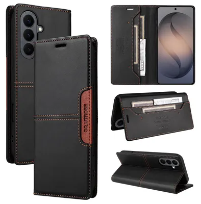 Immagine prodotto di Custodia per Samsung Galaxy S26+, custodia a libro in pelle con portacarte e supporto. Nero