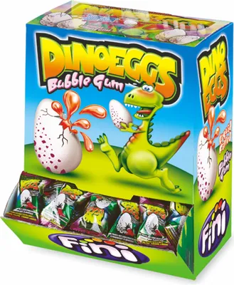 Obrázek produktu pro Fini Bubble Gum Dino Eggs 200 stk. im Displaykarton