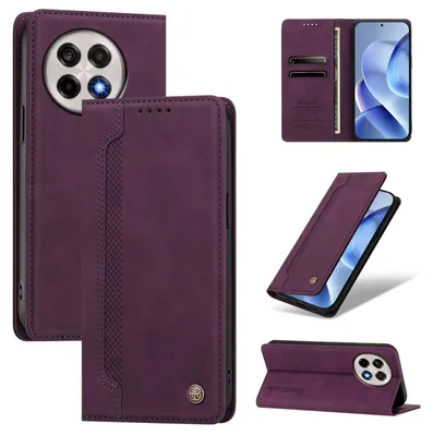 Image de Étui pour OnePlus 13R, type portefeuille en cuirPolyuréthaneavec compartiments pour cartes et support intégré, couleur violet