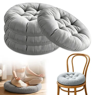 Image de Omgoods - Ensemble de 4 coussins ronds pour chaise - 40 cm, gris foncé