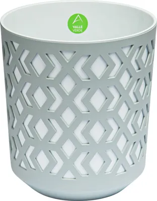 Zdjęcie produktu dla Doniczka na zioła Doniczka na rośliny do domu Balkon Taras Ogród Nowoczesny design Plastikowa Wzorzysta Jasnoszaro-Biała 31,6 x 28,5 cm x 28,5 cm